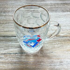 Toronto Blue Jays Logo MLB Gold Rim Beer Mug Clear Glass